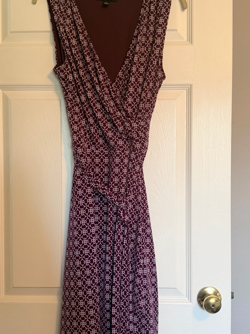 41 Hawthorn Plum Geo Sleeveless Faux Wrap Midi Dress